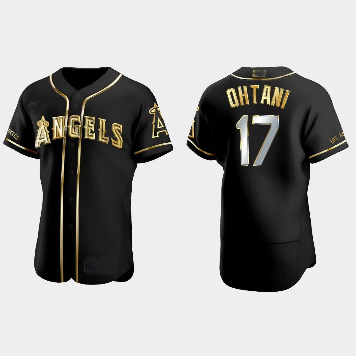 Los Angeles Angels #17 Shohei Ohtani Gold Edition Authentic Jersey C Black Men Youth Women Baseball Jerseys
