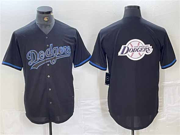 Los Angeles Dodgers Team Big Logo Black Fashion Stitched Baseball Jersey