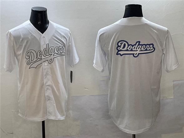 Los Angeles Dodgers Team Big Logo White Cool Base Stitched Baseball Jersey