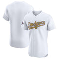 Los Angeles Dodgers White 2025 Gold Collection Elite Stitched Baseball Jersey
