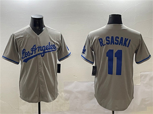 Los Angeles Dodgers #11 Roki Sasaki Gray Cool Base Stitched Baseball Jersey