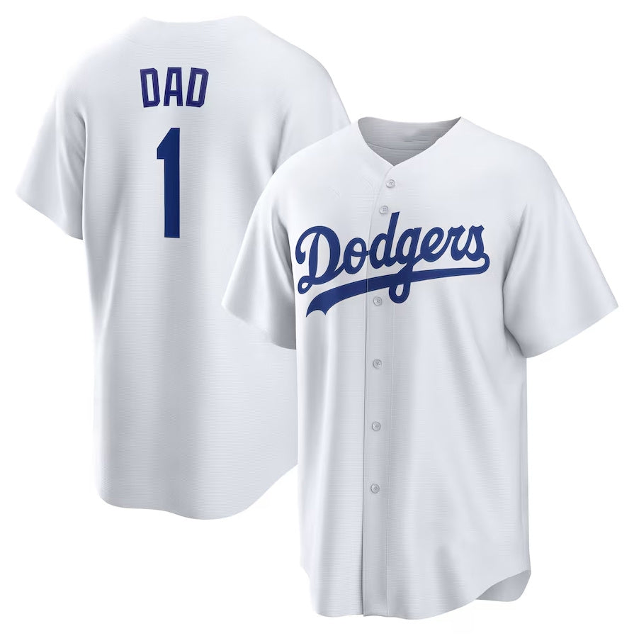 Los Angeles Dodgers #1 Dad Home Replica Jersey - White Stitched Baseball Jersey