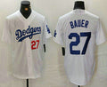 Los Angeles Dodgers #27 Trevor Bauer Number White Stitched Baseball Jersey