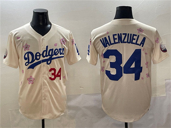 Los Angeles Dodgers #34 Fernando Valenzuela Cream 2025 Tokyo Series Limited Stitched Baseball Jersey