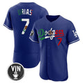 Los Angeles Dodgers #7 Julio Urias Royal Mexico Special Vin Scully Patch Flex Base Stitched Baseball Jersey