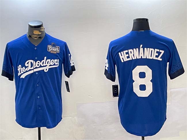 Los Angeles Dodgers #8 Enrique Hern¨¢ndez Royal 2024 World Series City Connect Cool Base Stitched Baseball Jersey