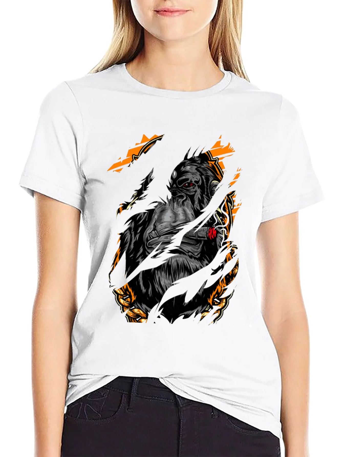 Black Graphic Tee: Gorilla Boss Design