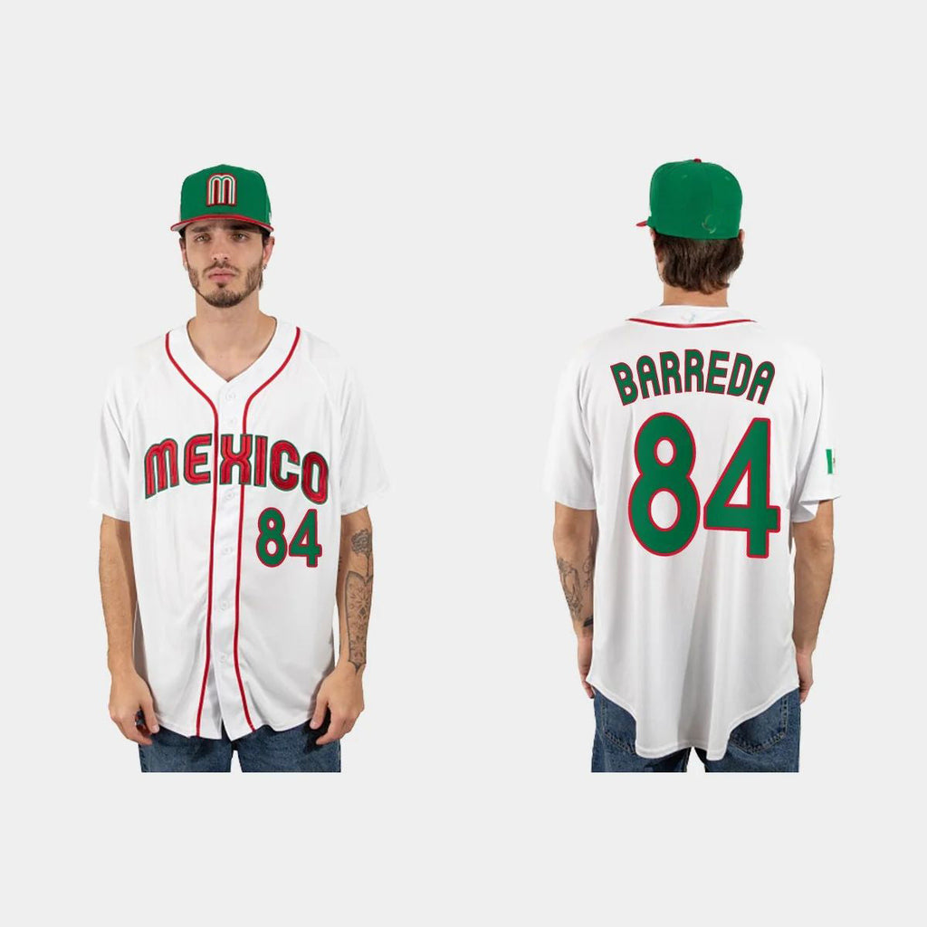 #84 MANNY BARREDA MEXICO BASEBALL 2023 WORLD BASEBALL CLASSIC JERSEY C WHITE Stitches Baseball Jerseys