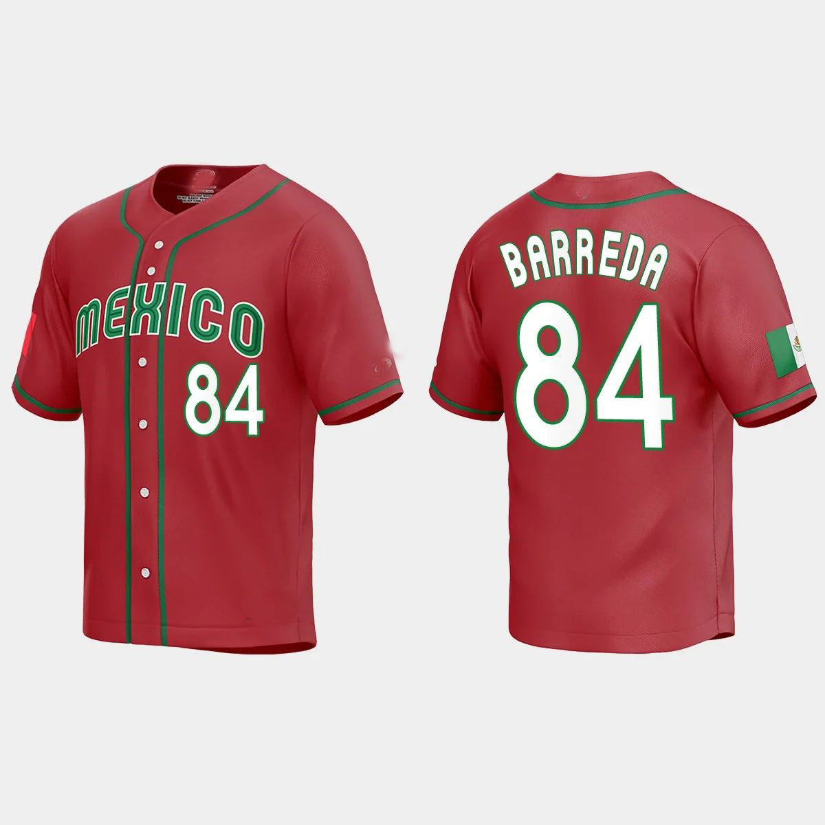 #84 MANNY BARREDA MEXICO BASEBALL 2023 WORLD BASEBALL CLASSIC REPLICA JERSEY C RED Stitches Baseball Jerseys