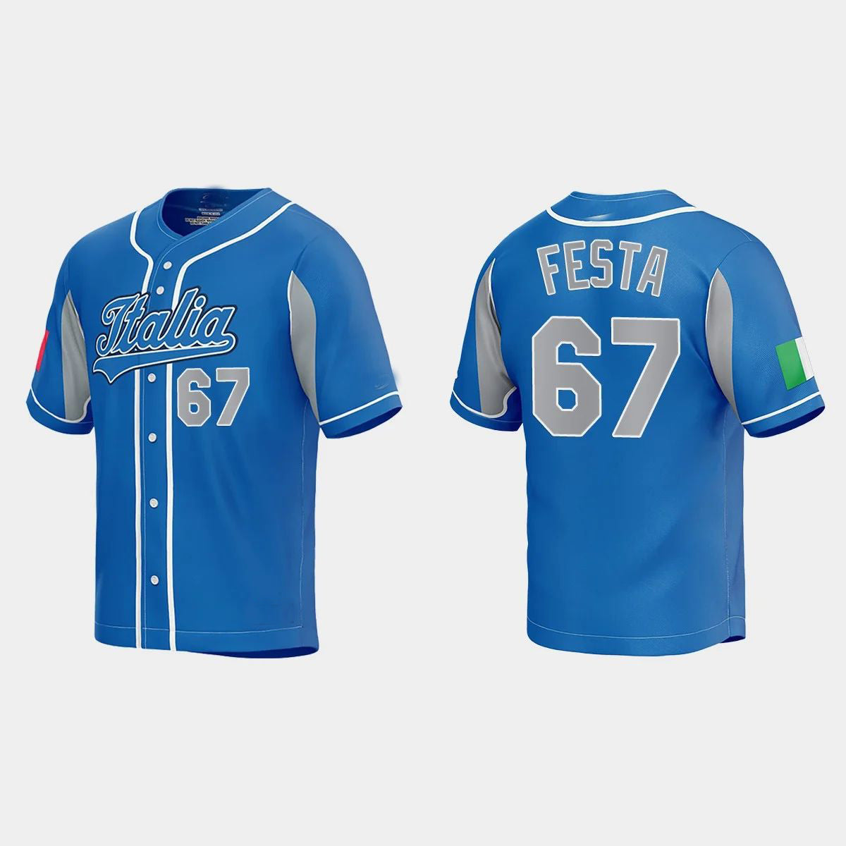 #67 MATT FESTA ITALY BASEBALL 2023 WORLD BASEBALL CLASSIC JERSEY C ROYAL Stitches Baseball Jerseys