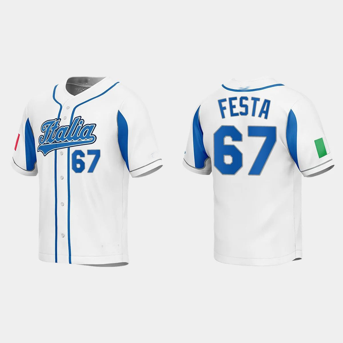 #67 MATT FESTA ITALY BASEBALL 2023 WORLD BASEBALL CLASSIC JERSEY C WHITE Stitches Baseball Jerseys