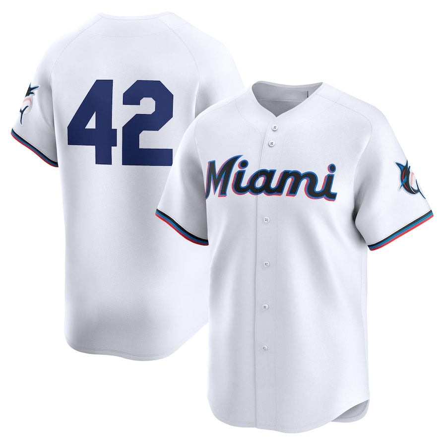 Miami Marlins 2024 #42 Jackie Robinson Day Home Limited Jersey C White Stitches Baseball Jerseys