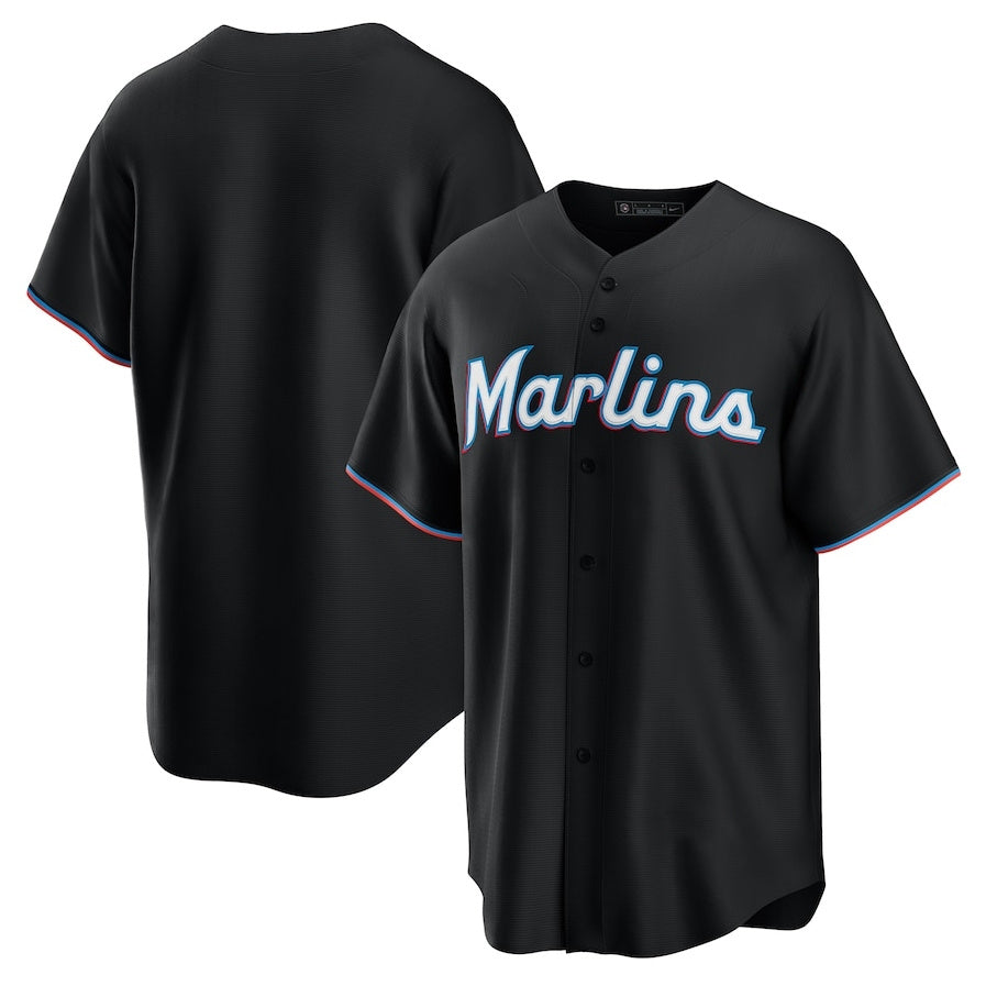 Miami Marlins Alternate Replica 2.0 Jersey - Black Stitched Baseball Jersey