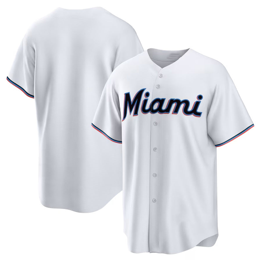 Miami Marlins Home Blank Replica Jersey - White Stitched Baseball Jersey