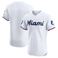Miami Marlins Home Elite Patch Jersey - White Stitched Baseball Jersey