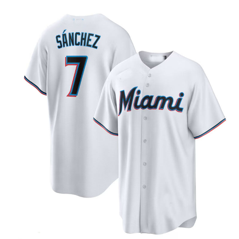 Miami Marlins #7 Jess Snchez White Home Replica Player Jersey Baseball Jerseys