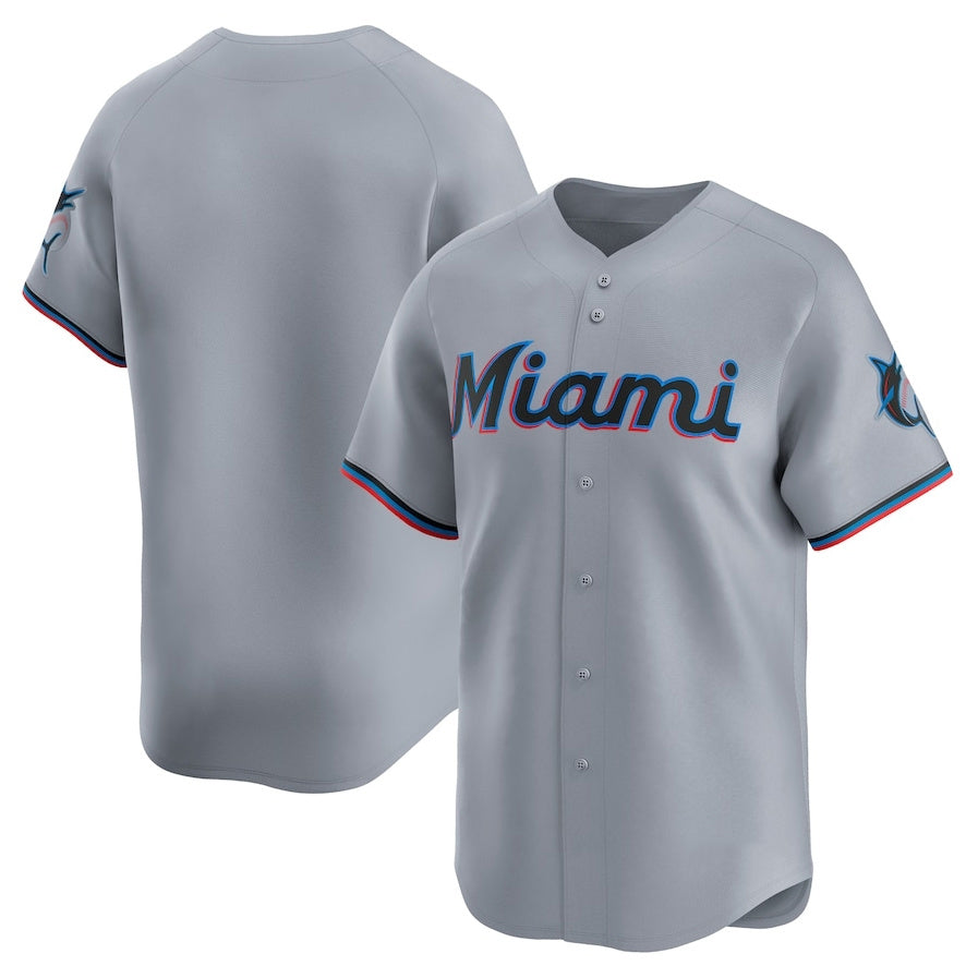 Miami Marlins Road Limited Jersey C Gray Stitched Baseball Jersey