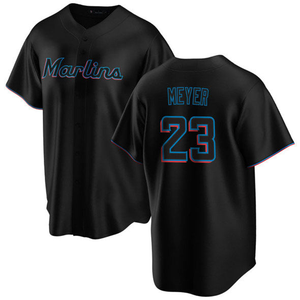 Miami Marlins #23 Max Meyer Black Cool Base Stitched Baseball Jersey