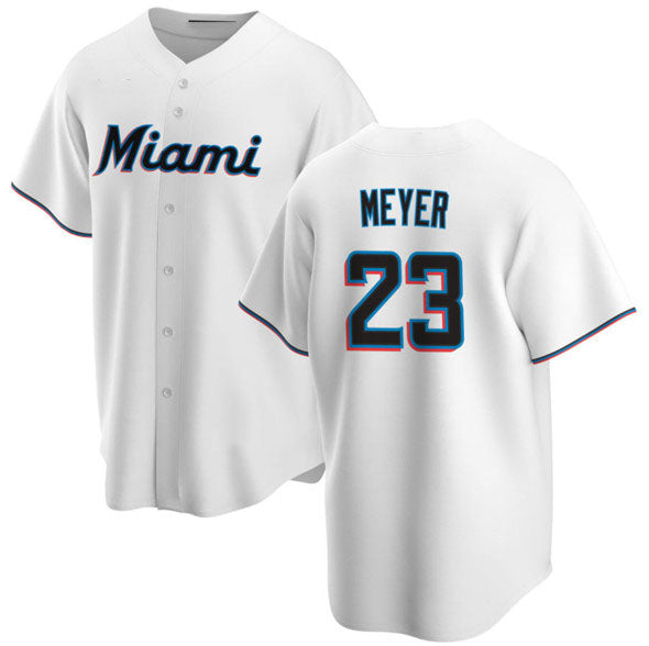 Miami Marlins #23 Max Meyer White Cool Base Stitched Baseball Jersey