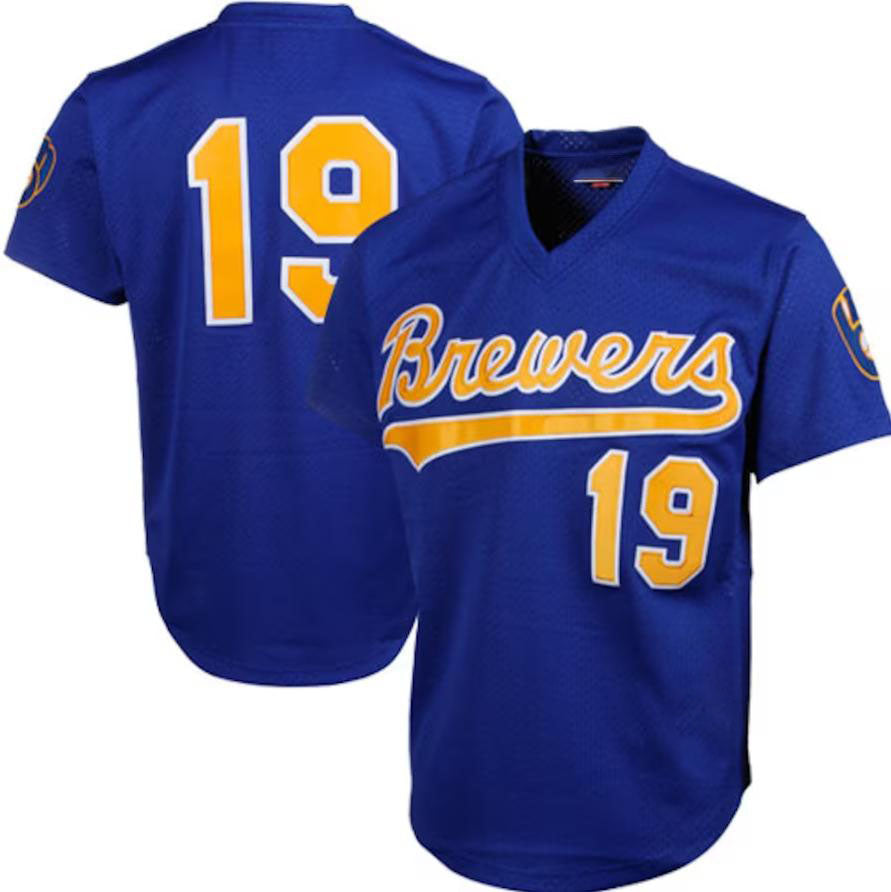 Milwaukee Brewers #19 Robin Yount Royal  Cooperstown Mesh Batting Practice Jersey Baseball Jerseys