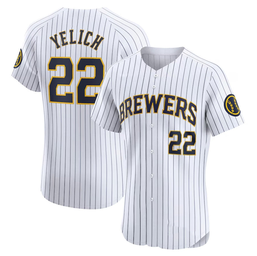 Milwaukee Brewers #22 Christian Yelich Alternate Alternate Elite Player Jersey - White Stitched Baseball Jersey