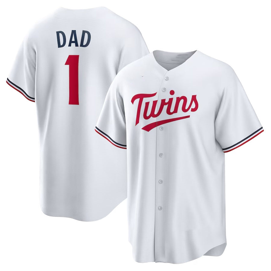 Minnesota Twins #1 Dad Home Replica Jersey - White Stitched Baseball Jersey