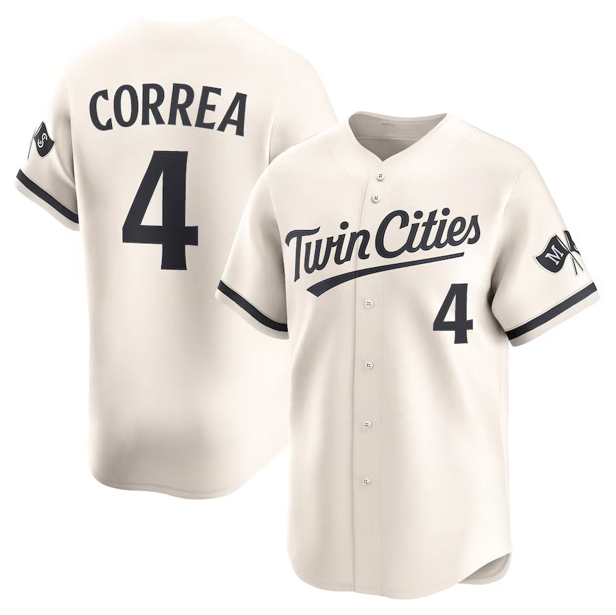 Minnesota Twins #4 Carlos Correa Alternate Limited Player Jersey - Cream Stitched Baseball Jersey