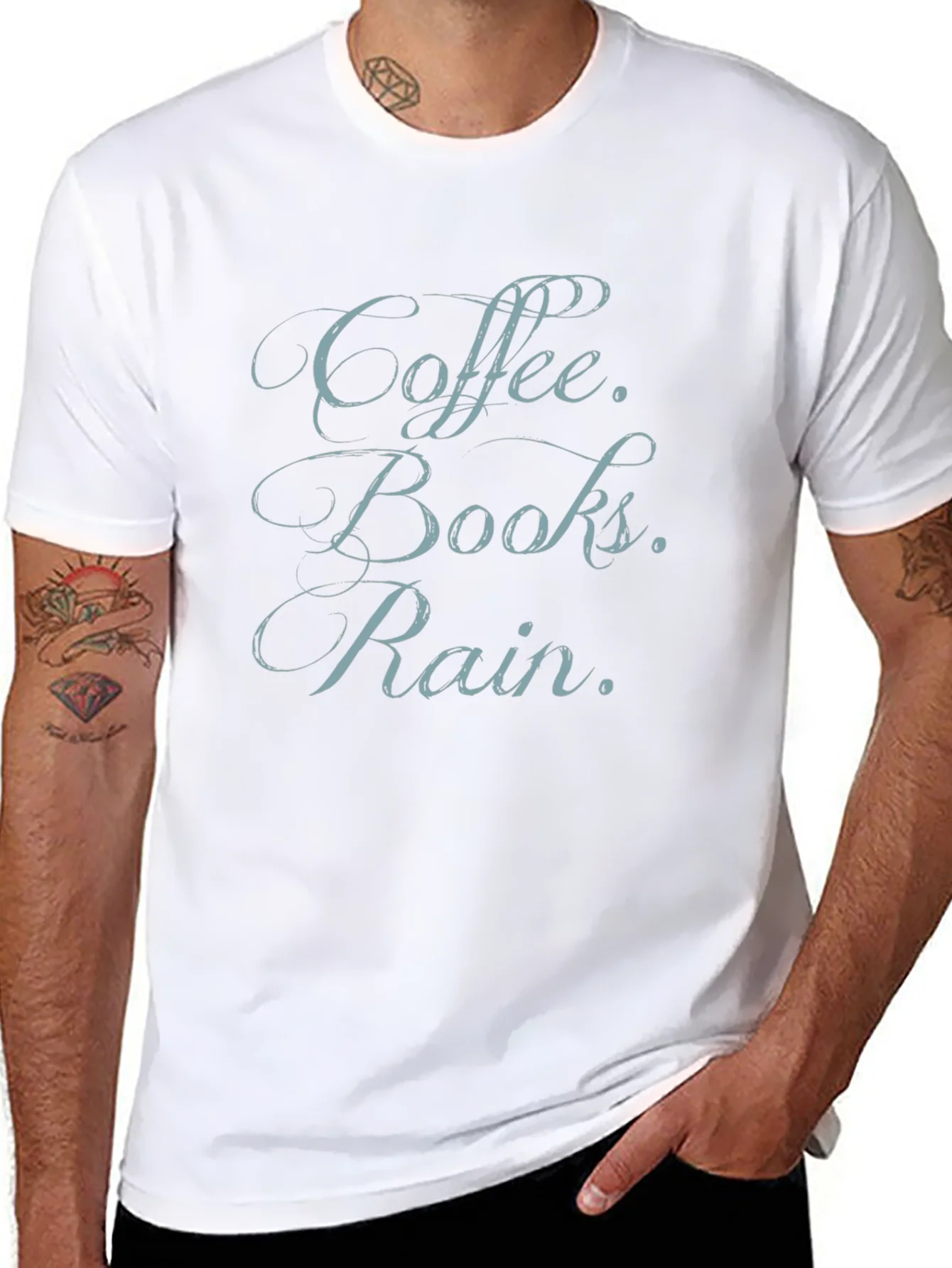 Coffee Books Rain T-Shirt