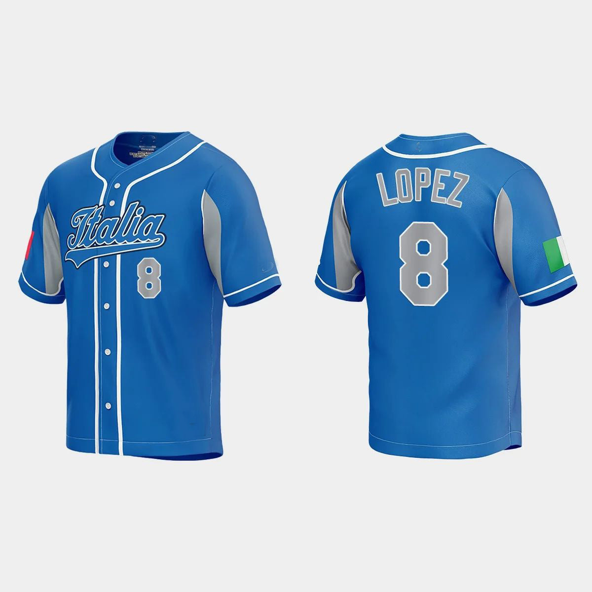 #8 NICKY LOPEZ ITALY BASEBALL 2023 WORLD BASEBALL CLASSIC JERSEY C ROYAL Stitches Baseball Jerseys