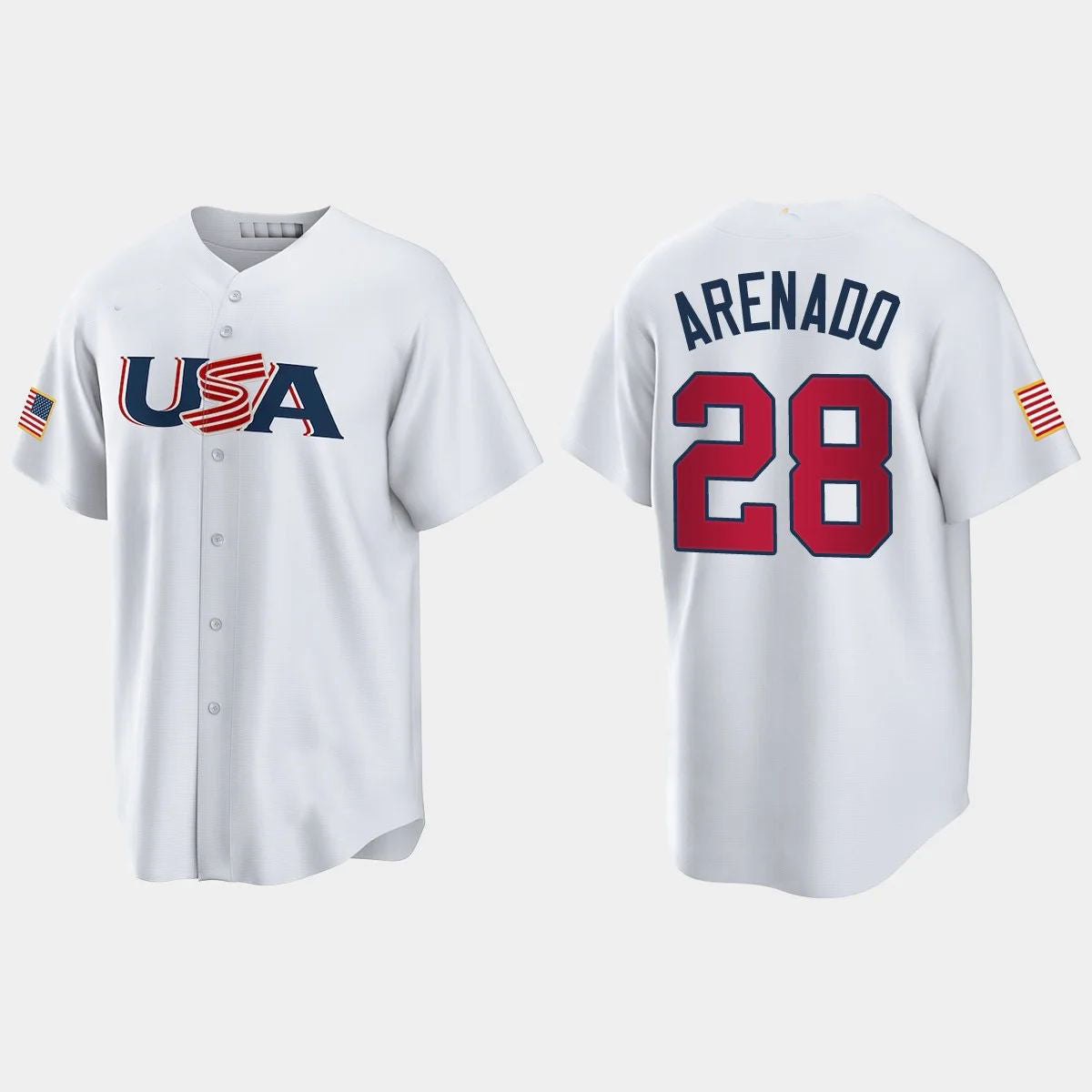 #28 NOLAN ARENADO ST. LOUIS CARDINALS 2023 WORLD BASEBALL CLASSIC USA REPLICA JERSEY C WHITE Stitches Baseball Jerseys