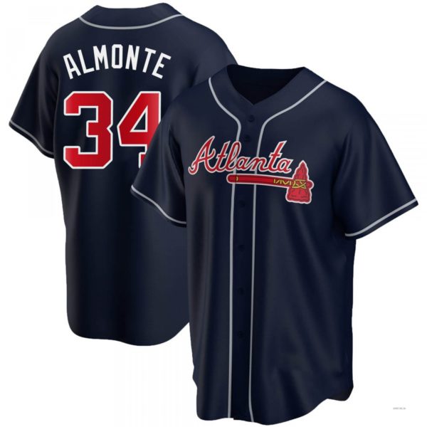 Atlanta Braves #34 Abafckm Almonte Navy Alternate Jersey Stitches Baseball Jerseys