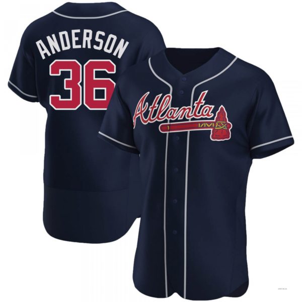 Atlanta Braves #36 Ian Anderson Navy Alternate Jersey Stitches Baseball Jerseys