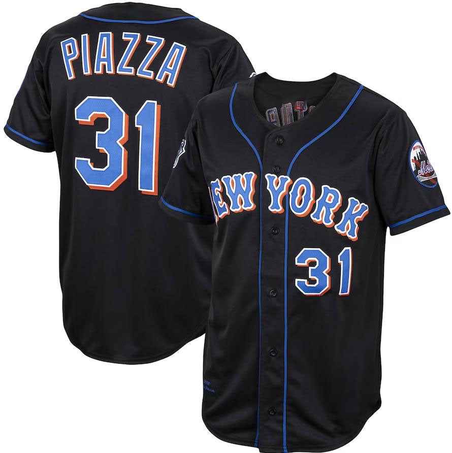 New York Mets #31 Mike Piazza Black  Alternate 2000 Cooperstown Collection Authentic Jersey Baseball Jerseys