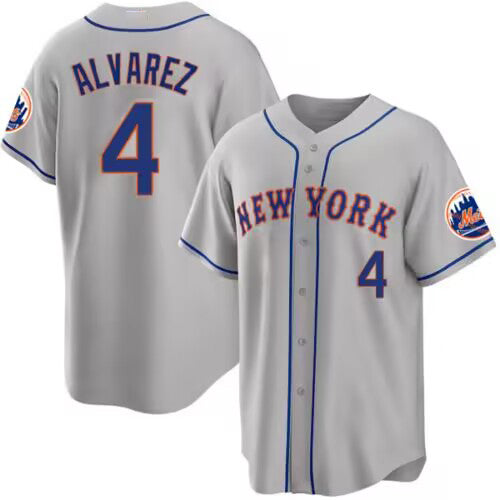 New York Mets #4 Francisco lvarez Gray 2023 Cool Base Stitched Baseball Jersey