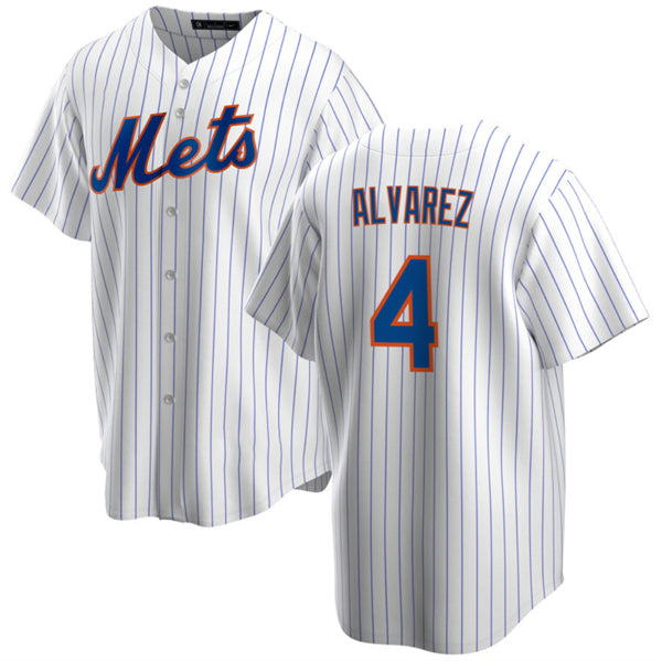 New York Mets #4 Francisco lvarez White Cool Base Stitched Baseball Jersey