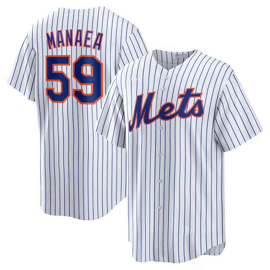 New York Mets #59 Sean Manaea Home Replica Jersey - White Stitched Baseball Jersey