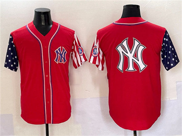 New York Yankees Team Big Logo Red American Style Limited Stitched Baseball Jersey