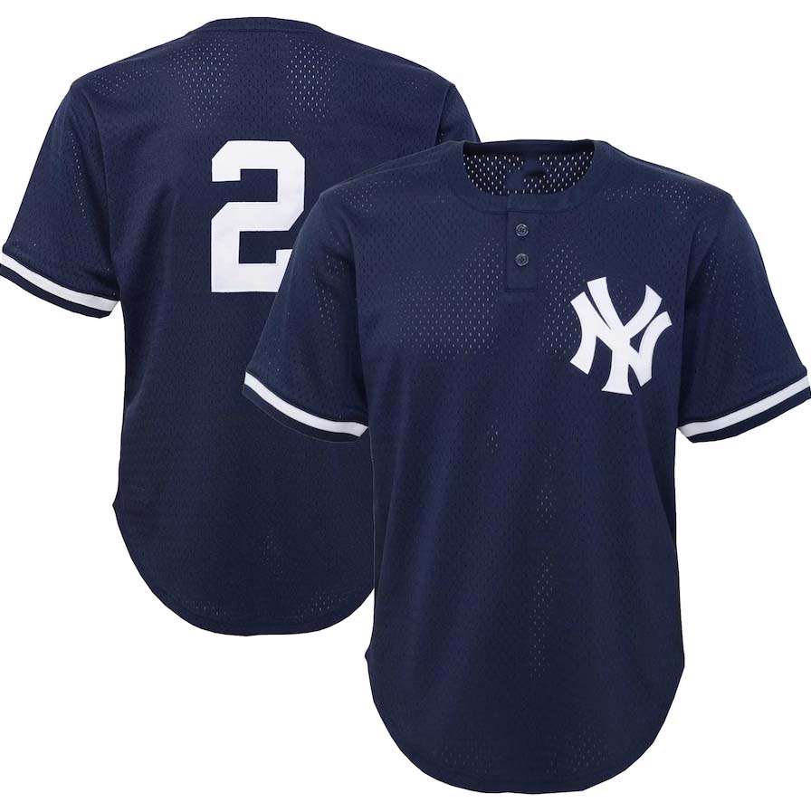New York Yankees #2 Derek Jeter  Cooperstown Collection Mesh Batting Practice Jersey - Navy Stitches Baseball Jerseys