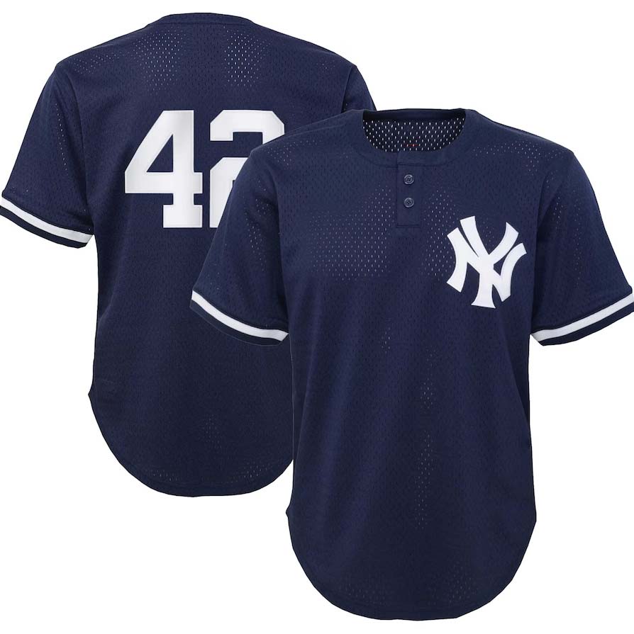 New York Yankees #42 Mariano Rivera  Cooperstown Collection Mesh Batting Practice Jersey - Navy Stitches Baseball Jerseys