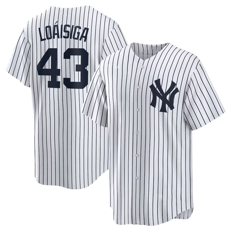 New York Yankees #43 Jonathan Loisiga Home Replica Jersey - White Stitched Baseball Jersey