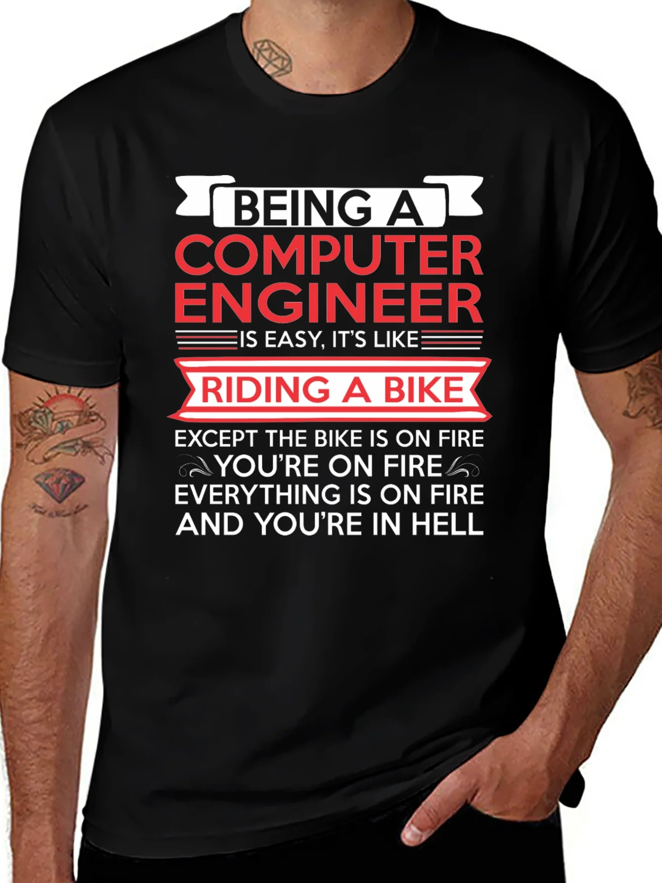 Computer Engineer Bike Fire T-Shirt