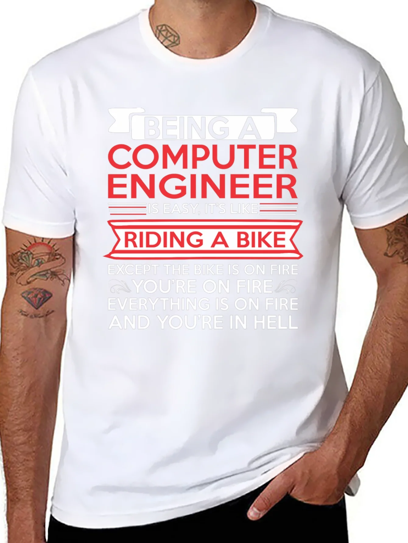 Computer Engineer Bike Fire T-Shirt
