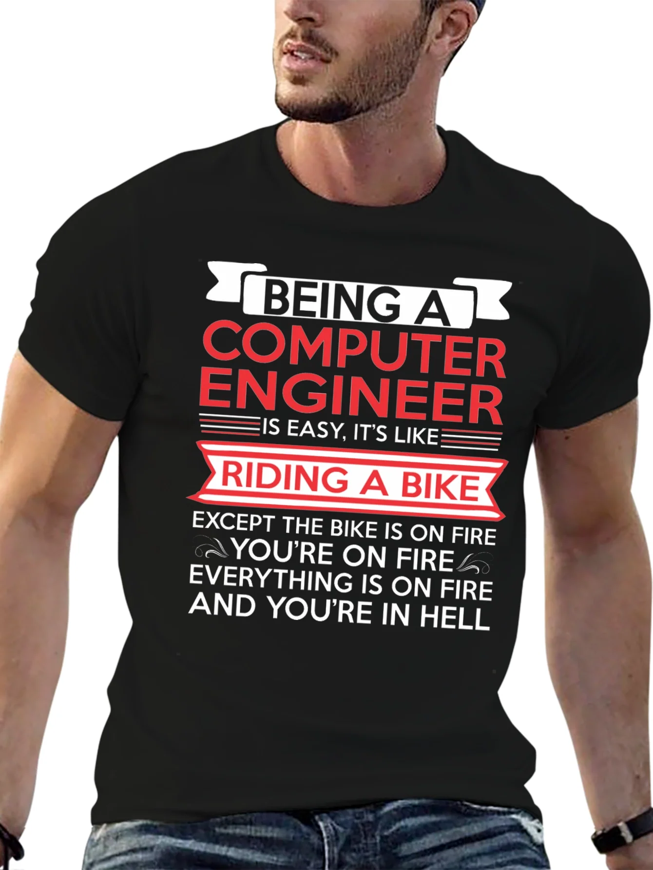 Computer Engineer Bike Fire T-Shirt