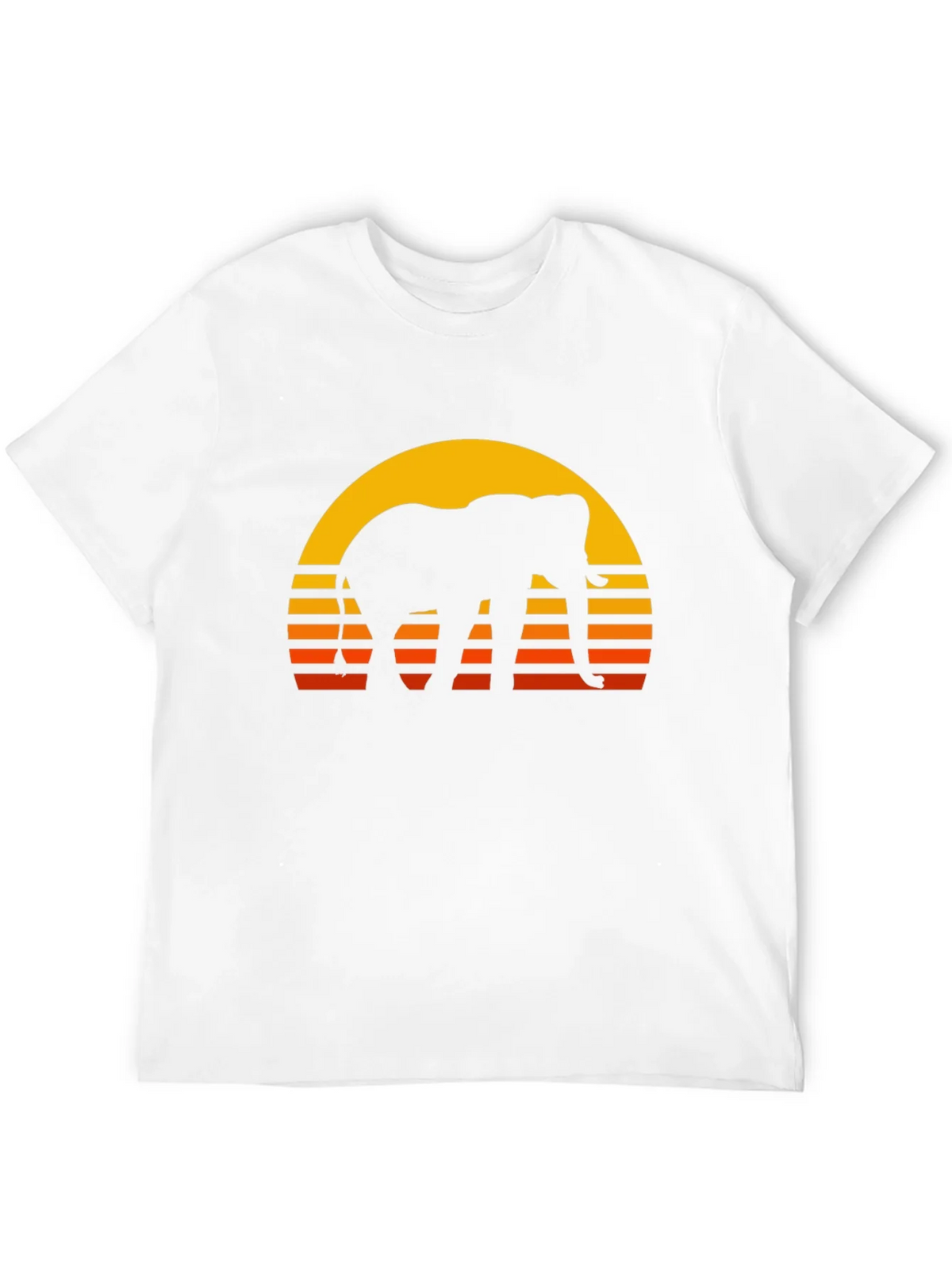 Elephant Sunset T-Shirt - Retro Style Black Tee