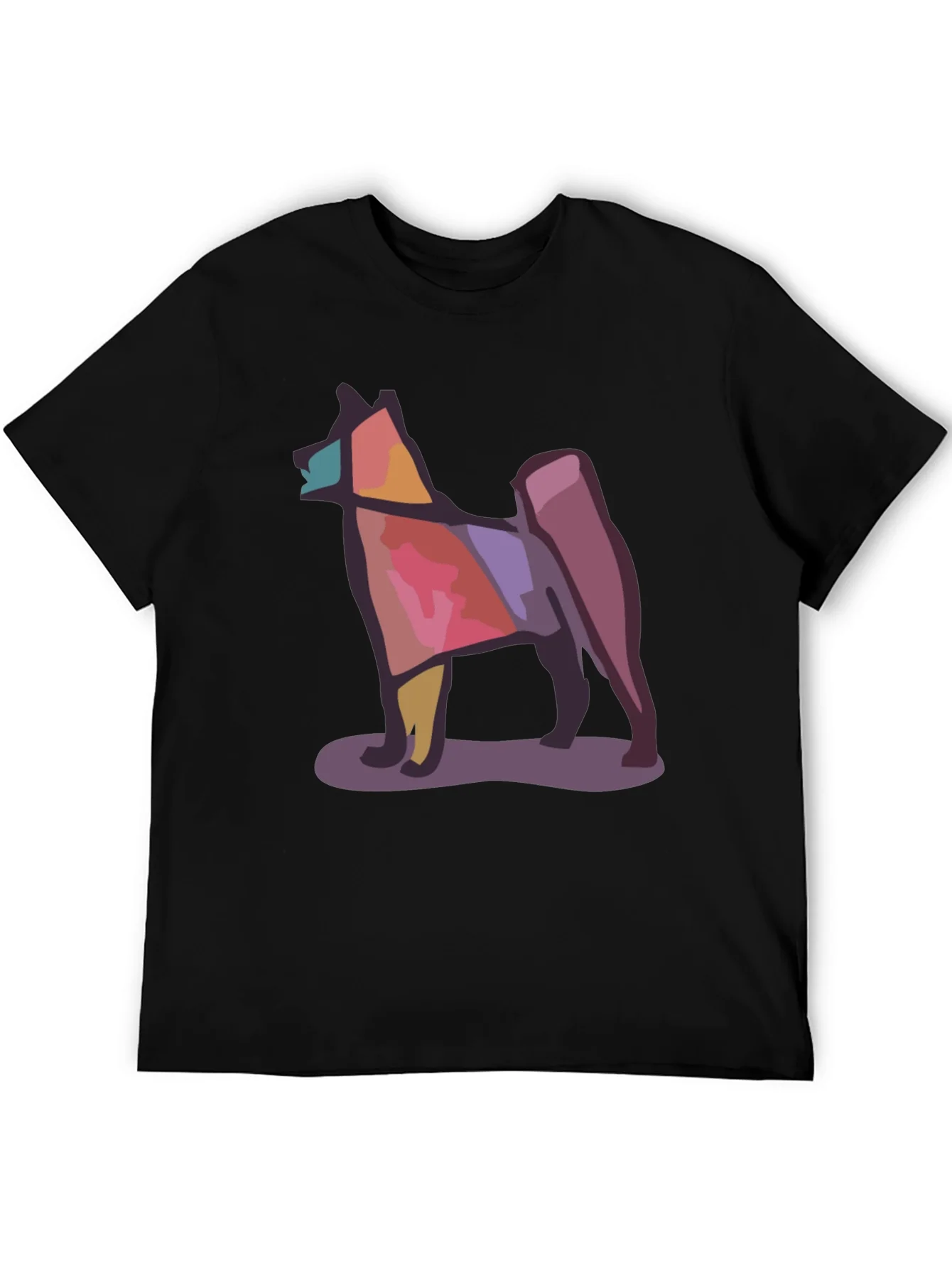 Geometric Dog Graphic Tee - Modern Style