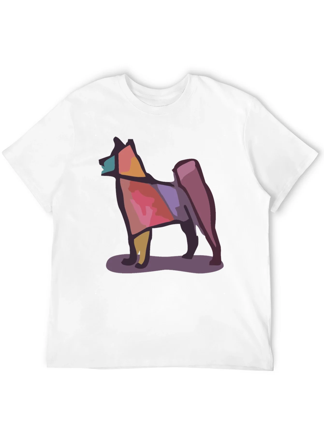 Geometric Dog Graphic Tee - Modern Style