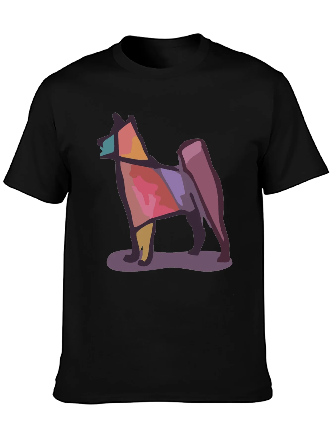 Geometric Dog Graphic Tee - Modern Style