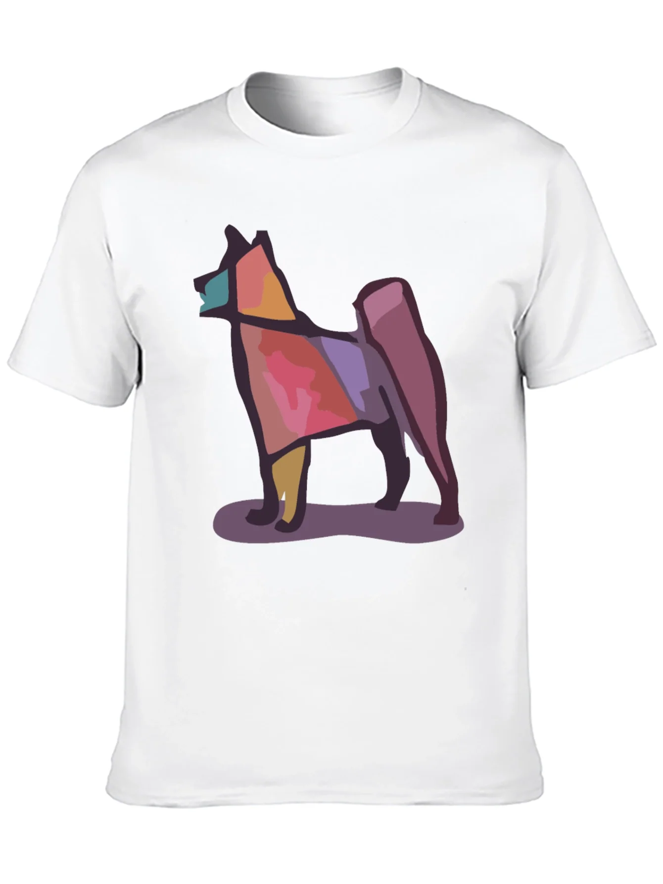 Geometric Dog Graphic Tee - Modern Style