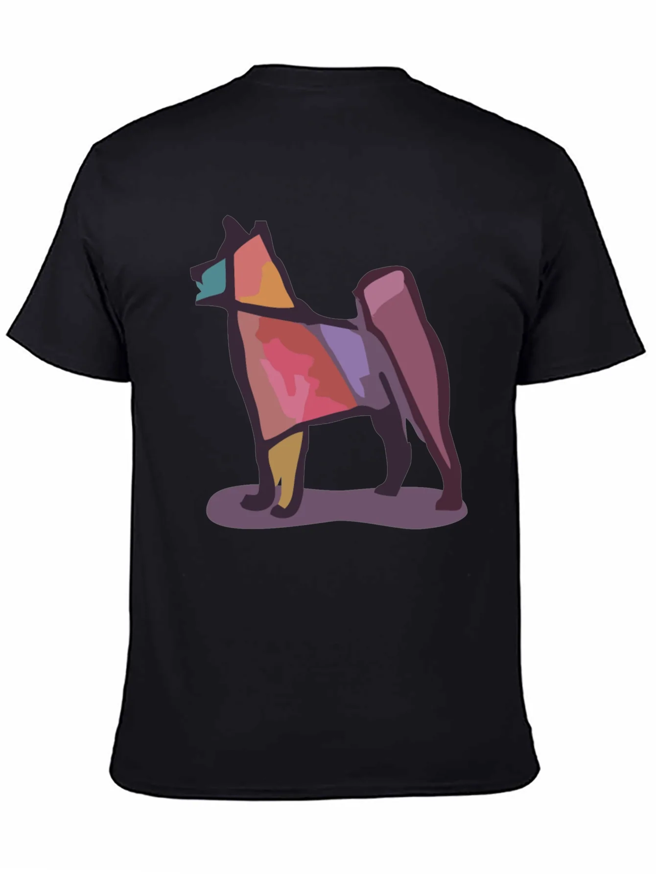 Geometric Dog Graphic Tee - Modern Style