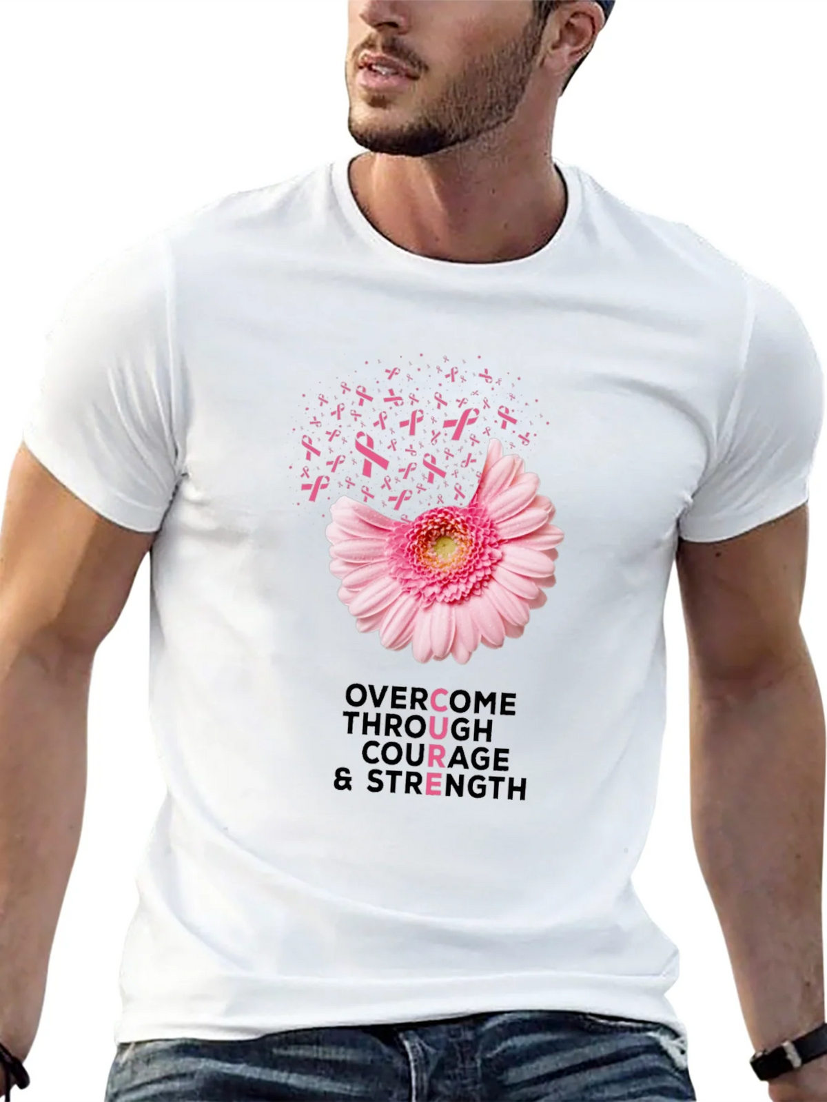 Breast Cancer Awareness T-Shirt: Overcome with Courage